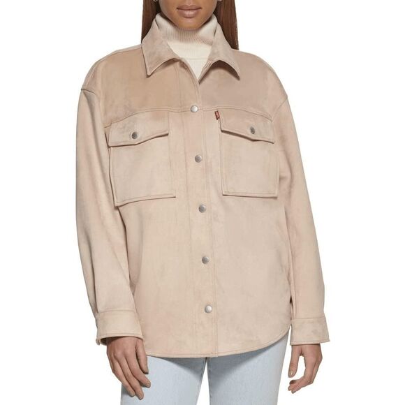 Levi's Women's Plus Size Faux Suede Shacket - Sand 2X - Picture 1 of 6
